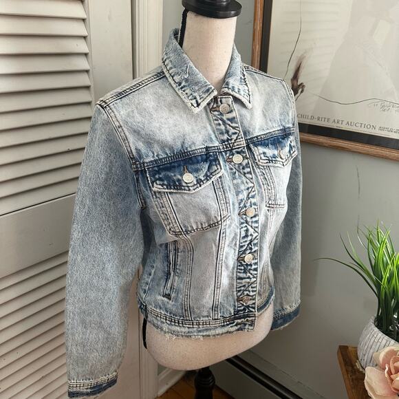 SPECIAL A Womens Jean Jacket Small Acid Wash Denim Biker Bohemian Casual - Picture 4 of 16